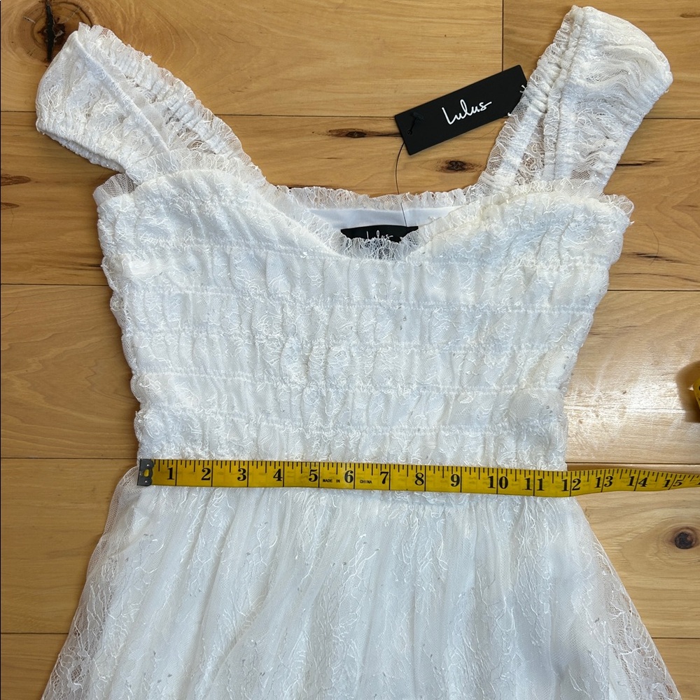 NWT Lulus White Sheer Lace Midi Dress | Size Small - Picture 4 of 11